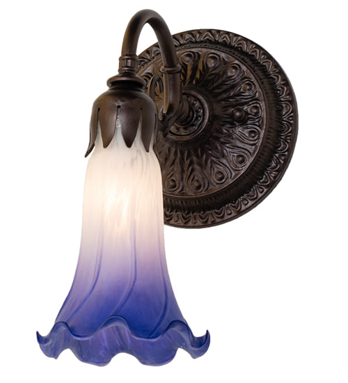 5.5" Wide Blue/White Tiffany Pond Lily Wall Sconce