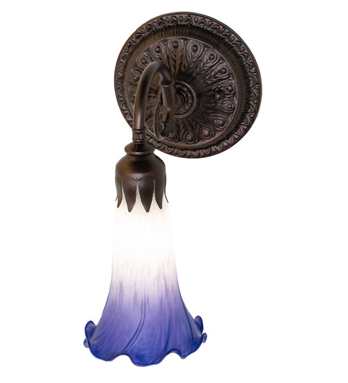 5.5" Wide Blue/White Tiffany Pond Lily Wall Sconce