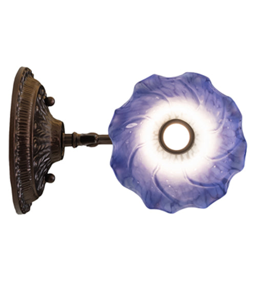 5.5" Wide Blue/White Tiffany Pond Lily Wall Sconce