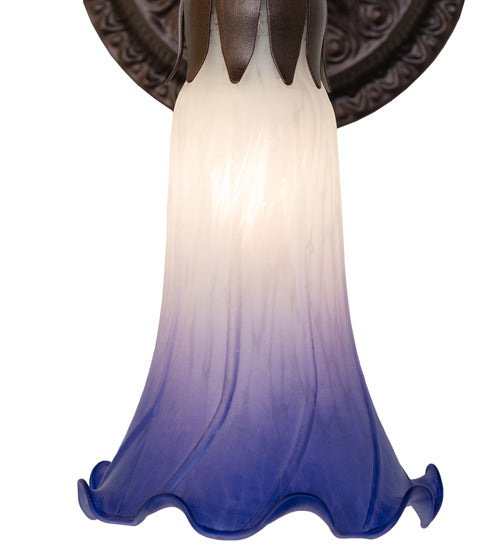 5.5" Wide Blue/White Tiffany Pond Lily Wall Sconce