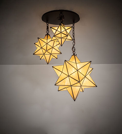 25" Wide Moravian Star 3 Light Cascading Pendant