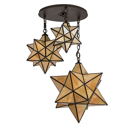 25" Wide Moravian Star 3 Light Cascading Pendant