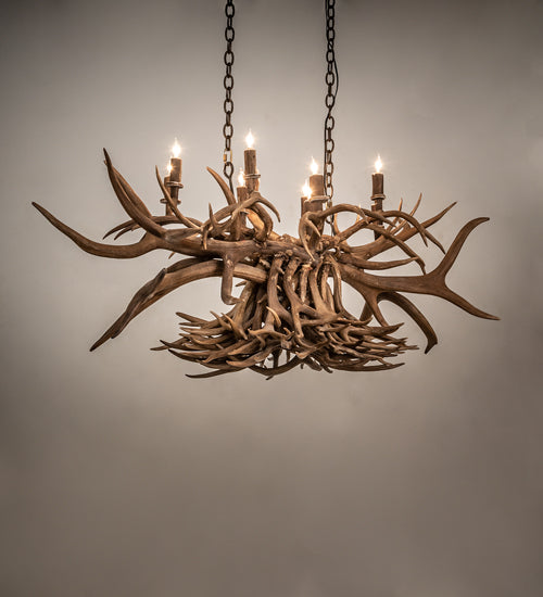 55" Long Antlers 10 Light Oblong Chandelier