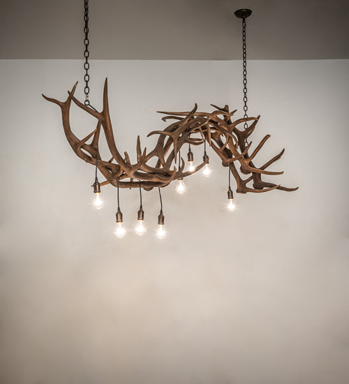 74" Long Antlers 8 Light Oblong Chandelier