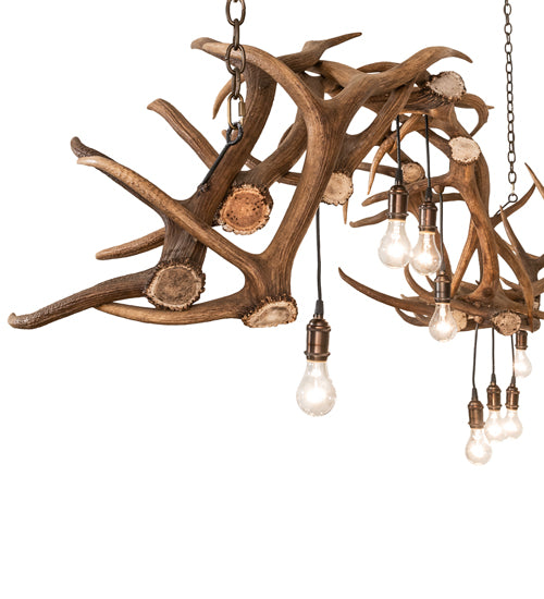 74" Long Antlers 8 Light Oblong Chandelier