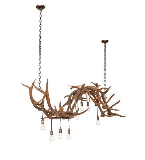 74" Long Antlers 8 Light Oblong Chandelier