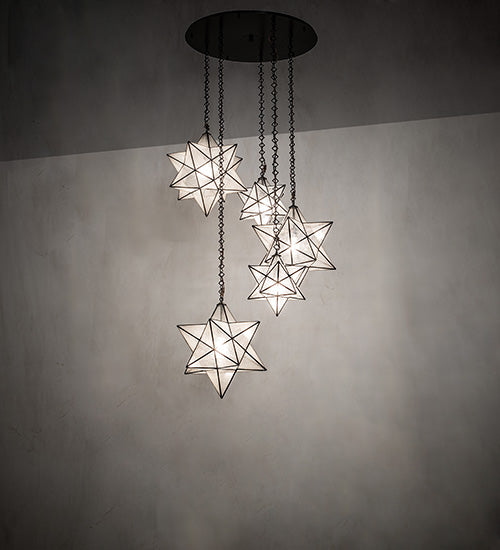 36" Wide Moravian Star 5 Light Cascading Pendant