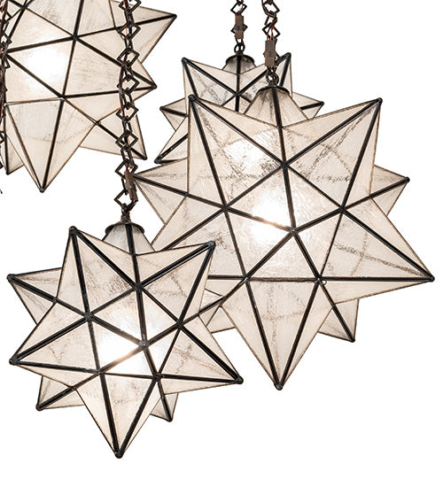 36" Wide Moravian Star 5 Light Cascading Pendant