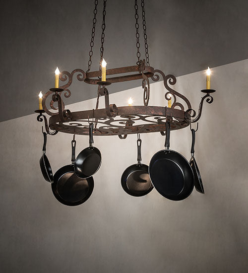 53" Long Neo 6 Light Pot Rack