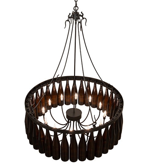 36" Wide Tuscan Vineyard 24 Wine Bottle Chandelier