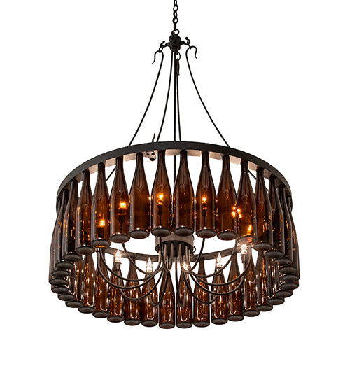 36" Wide Tuscan Vineyard 24 Wine Bottle Chandelier