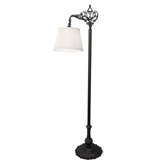 60" High Victorian Bridge Arm W/Pleated Textrene Shade Floor Lamp