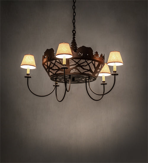 38" Wide Black Bear 5 Light Chandelier