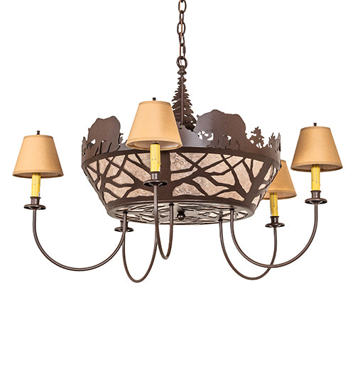 38" Wide Black Bear 5 Light Chandelier