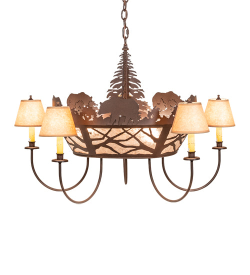 38" Wide Black Bear 5 Light Chandelier