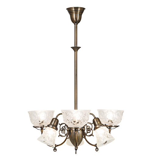 27" Wide Revival Gas & Electric 6 Light Chandelier