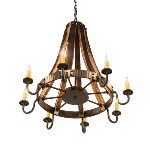 27" Wide Barrel Stave Madera 8 Light Chandelier