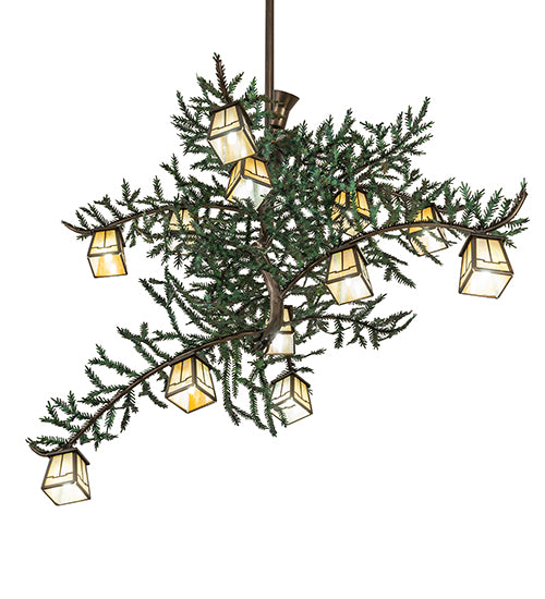 52" Wide Pine Branch Valley View 12 Light Oblong Chandelier