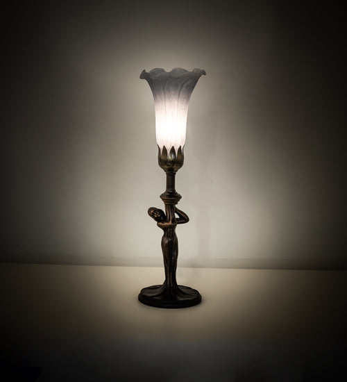 15" High Gray Nouveau Lady Accent Lamp