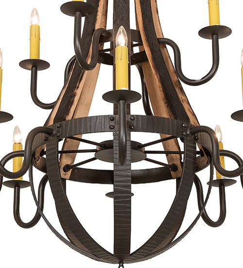 44" Wide Barrel Stave Madera 12 Light Two Tier Chandelier