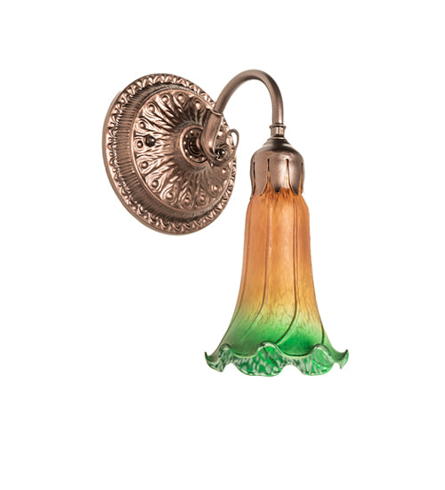 5" Wide Amber/Green Pond Lily Victorian Wall Sconce