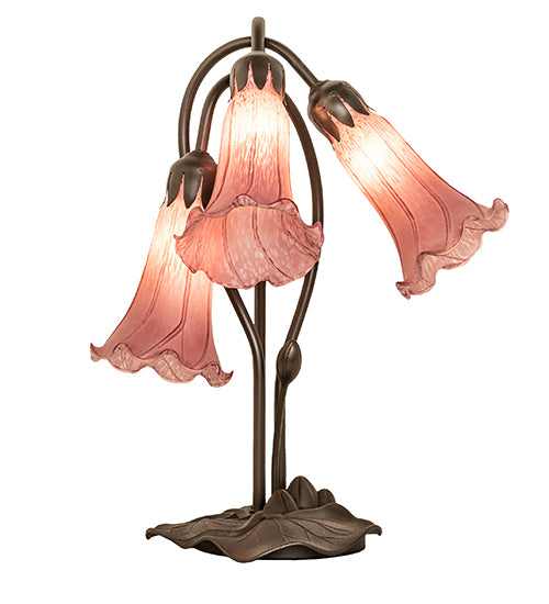 16" High Lavender Pond Lily Tiffany Pond Lily 3 Light Accent Lamp