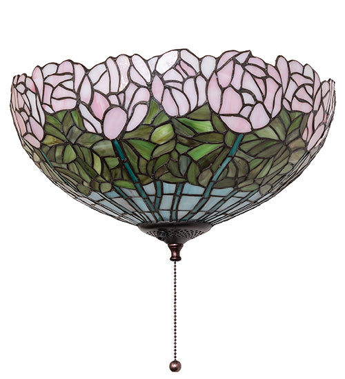 16" Wide Tiffany Cabbage Rose Fan Light Fixture