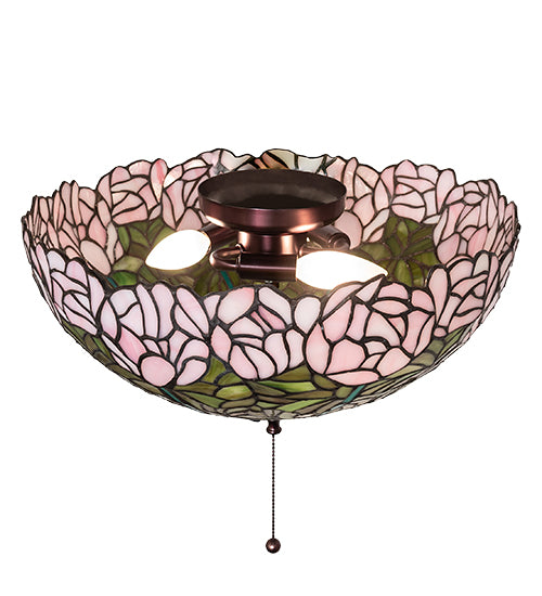 16" Wide Tiffany Cabbage Rose Fan Light Fixture