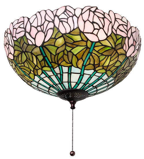 16" Wide Tiffany Cabbage Rose Fan Light Fixture