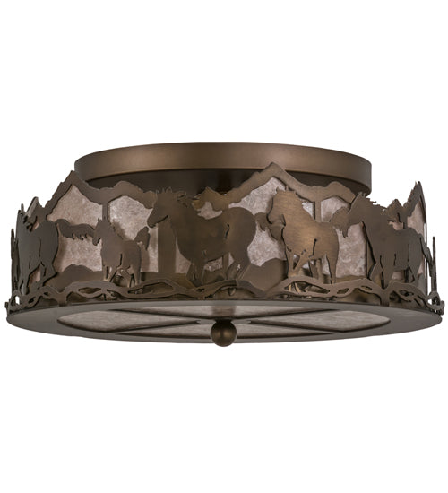 16" Wide Running Horses Flushmount