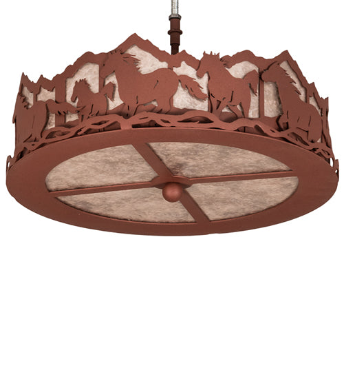 16" Wide Running Horses Fan Light Fixture