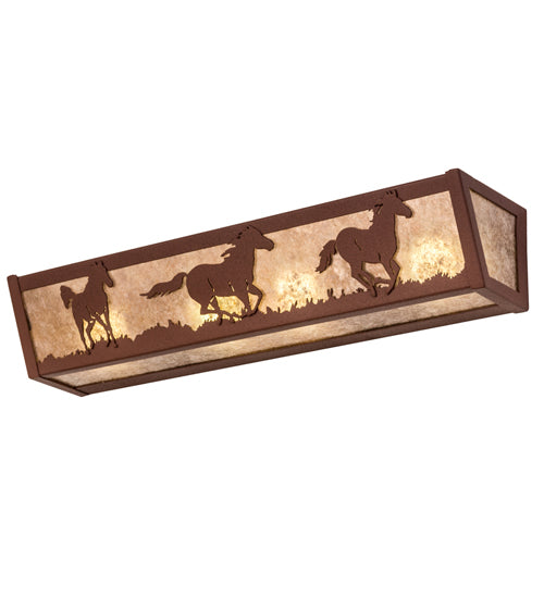 24" Wide Running Horses Vanity Light