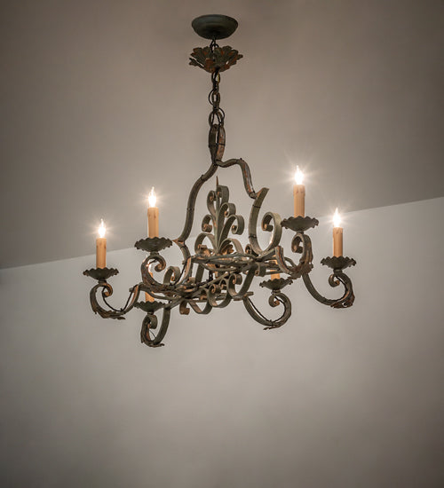 36" Long Rosalie 6 Light Chandelier