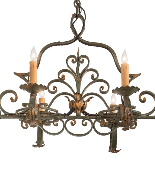 36" Long Rosalie 6 Light Chandelier