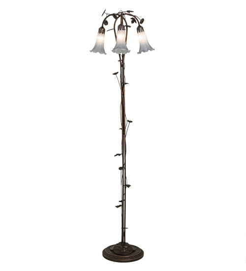 58" High Gray Tiffany Pond Lily 3 Light Floor Lamp