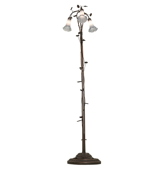 58" High Gray Tiffany Pond Lily 3 Light Floor Lamp