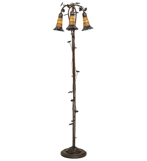 58" High Stained Glass Pond Lily 3 Light Floor Lamp