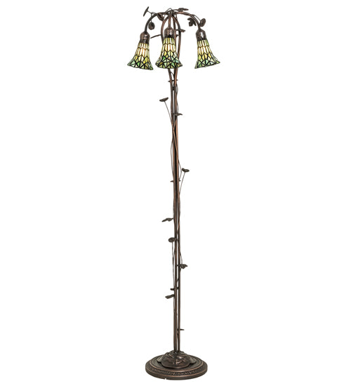 58" High Stained Glass Pond Lily 3 Light Floor Lamp