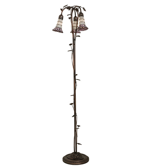 58" High Stained Glass Pond Lily 3 Light Floor Lamp