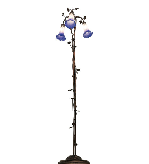 58" High Blue/White Pond Lily 3 Light Floor Lamp