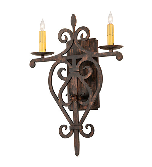 15" Wide Fleur De Lys 2 Light Wall Sconce