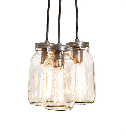 9" Wide Mason Jar 3 Light Pendant