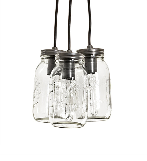 9" Wide Mason Jar 3 Light Pendant