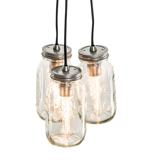 9" Wide Mason Jar 3 Light Pendant