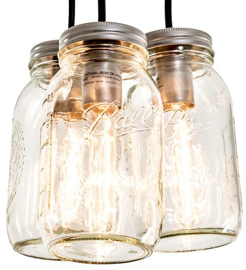 9" Wide Mason Jar 3 Light Pendant