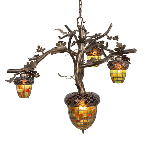 48" Wide Acorn Branch 4 Light Chandelier