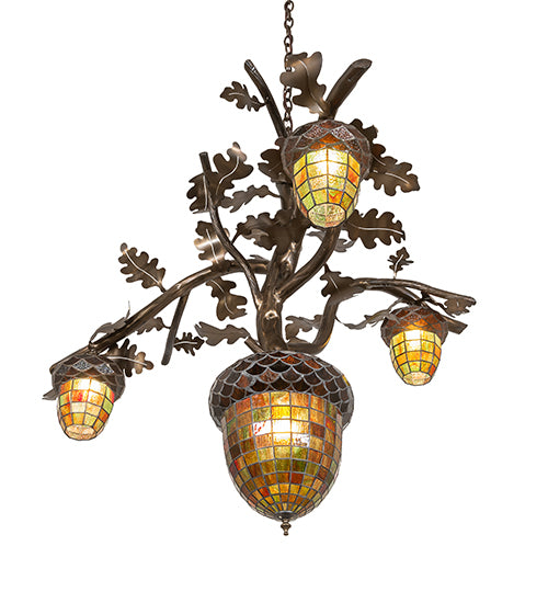 48" Wide Acorn Branch 4 Light Chandelier