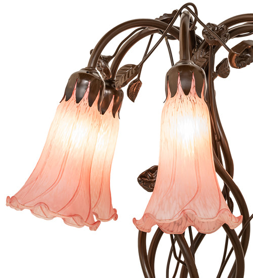 18" High Pink Tiffany Pond Lily 6 Light Table Lamp