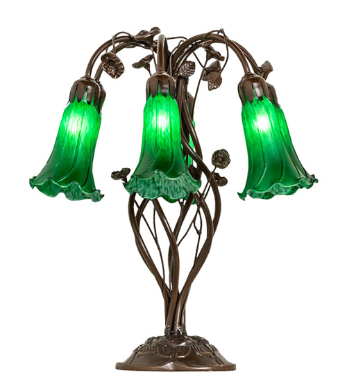 18" High Green Tiffany Pond Lily 6 Light Table Lamp