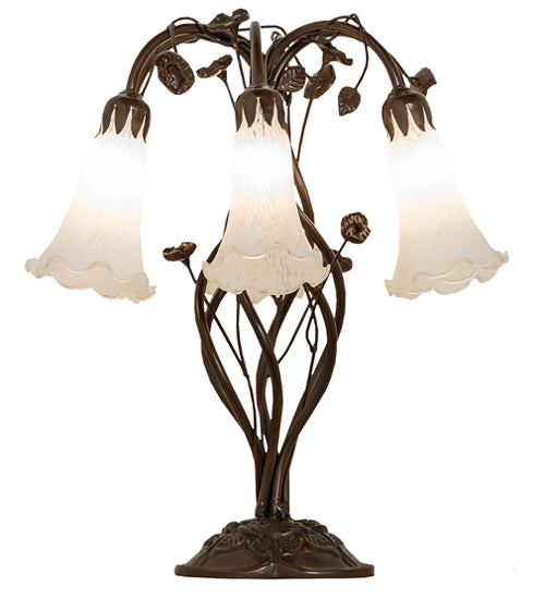 18" High White Tiffany Pond Lily 6 Light Table Lamp